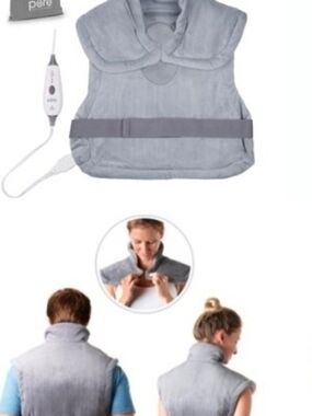 Pure Enrichment Pure Relief XL Back & Neck Heating Pad NEW Gray 29"X 24"